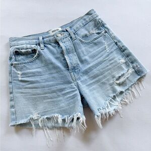 AGOLDE Vintage Style Cut Off Denim Shorts Button Fly 100% Cotton Light Wash 26